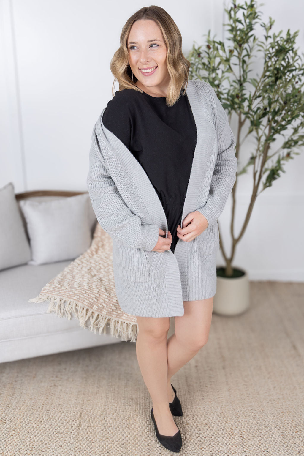 Layla Sweater Cardigan - Grey